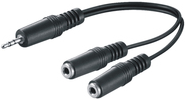 M-Cab 3.5mm - 2x 3.5mm M/F 0.2m cavo audio 0,2 m 2 x 3.5mm Nero (3.5MM JACK ADAPTER 0.2M M/F - CABLE M/F 3PIN TO 2X2P STEREO)