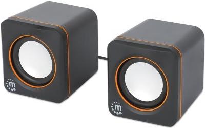 Manhattan 2600 Series Nero, Arancione Cablato 6 W (2600 SERIES 2X USB SPEAKERS - USB A/C FOR SOUND/POWER BLACK/OR)