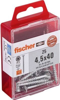 Fischer 657465 Holzschraube 4.5 mm 45 mm Kreuzschlitz Pozidriv galvanisch verzinkt 25 St. (657465)