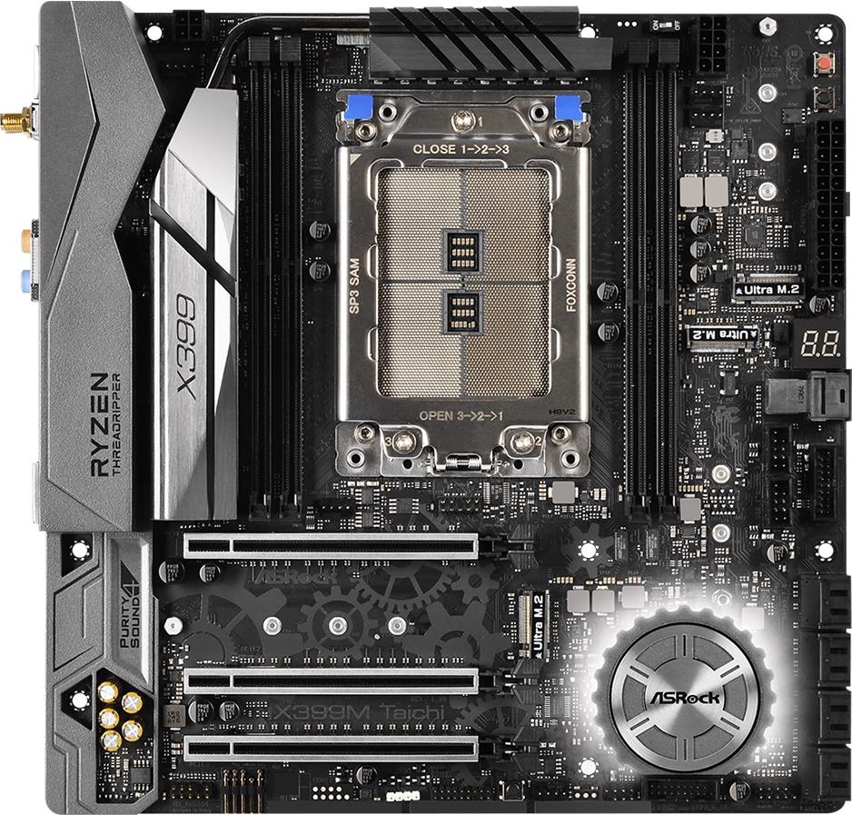 ASRock X399M Taichi - Motherboard - micro ATX - Socket TR4 - AMD X399 - USB 3.1 Gen 1, USB-C Gen2, USB 3.1 Gen 2 - Bluetooth, 2 x Gigabit LAN, Wi-Fi - HD Audio (8-Kanal) ASRock X399M Taichi - Motherboard - micro ATX - Socket TR4 - AMD X399 - USB 3.1 Gen 1, USB-C Gen2, USB 3.1 Gen 2 - Bluetooth, 2 x Gigabit LAN, Wi-Fi - HD Audio (8-Kanal)