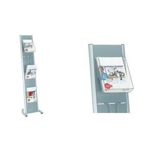 FRANKEN Standsäule / Prospektständer PRO, 1-seitig, schräg bestückbar mit bis zu 4 Halter, H-Fuß, 390 x 410 mm, - 1 Stück (PSK804)