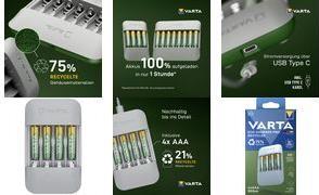 Varta Eco Caricabatterie Pro Riciclato 4 x 800 mAh AAA 57683 101 131 (57683 101 131)