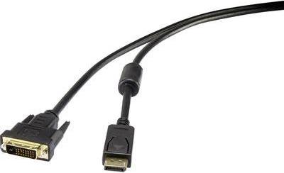 Renkforce - Cavo video - Dual Link - Da DisplayPort (M) a DVI-D (M) - 5 m - Viti a testa zigrinata - Nero