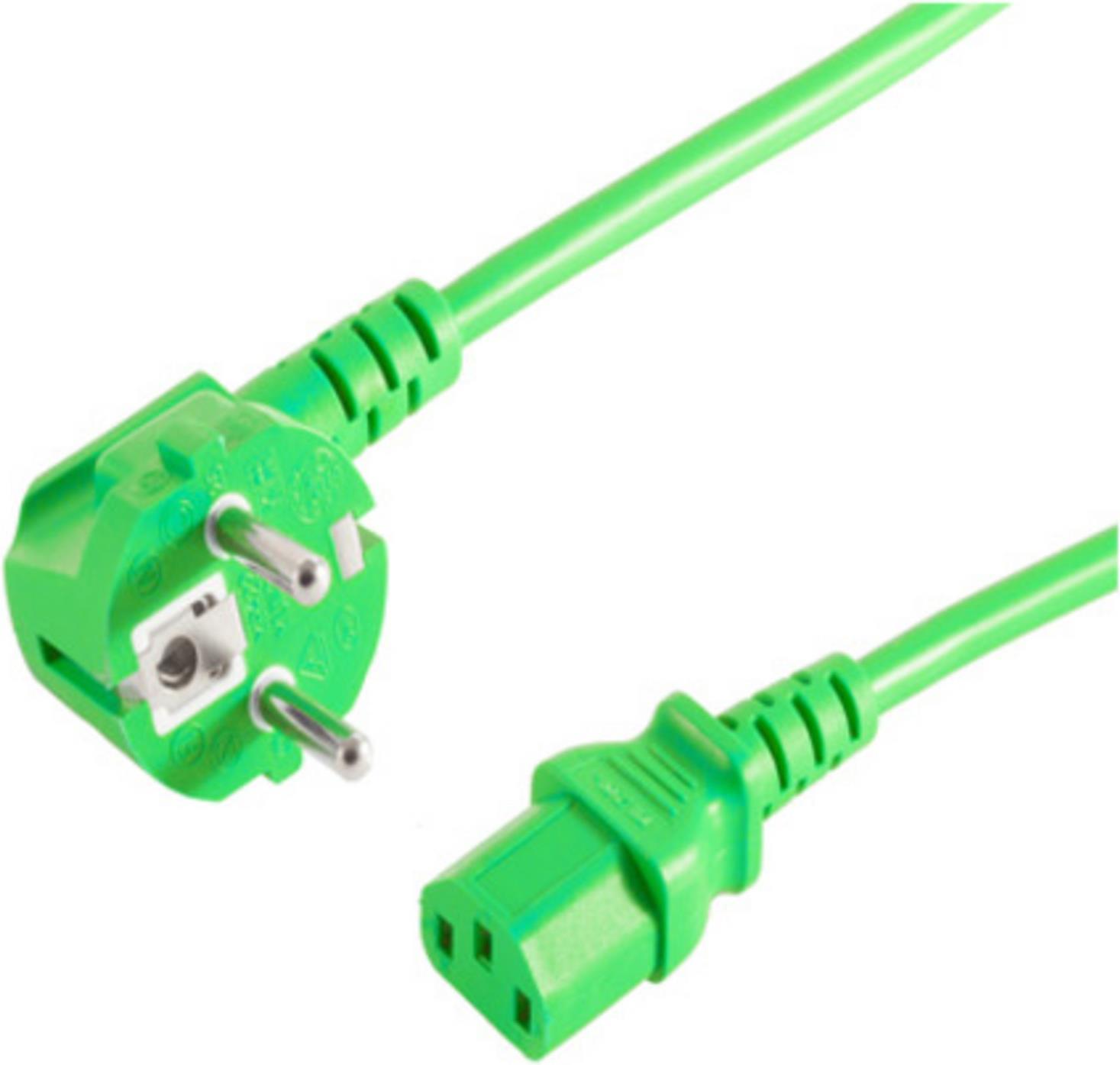 S-Conn 09-05043 Grün 3m CEE7/7 C13-Koppler Stromkabel (09-05043)