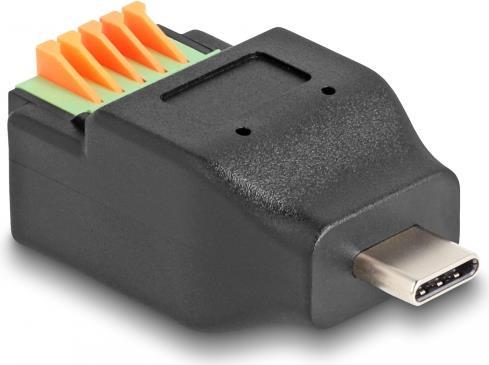 Delock Adattatore da spina USB Type-C 2.0 a morsettiera con pulsante