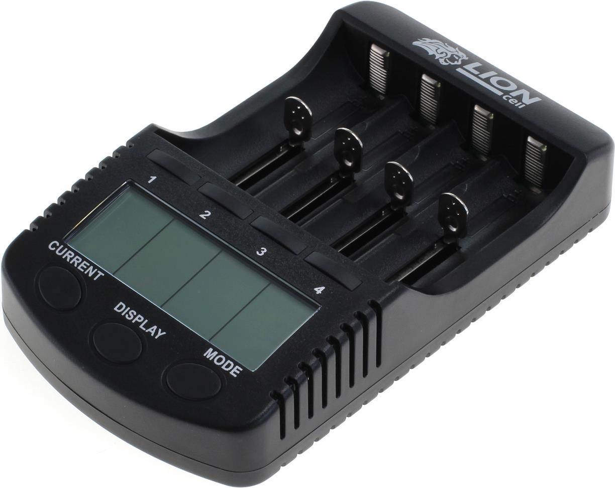 LIONcell LC4000D 4 Port Ladegerät mit LCD Display für Li-Ion, NiMH, NiCd (LC4000D)