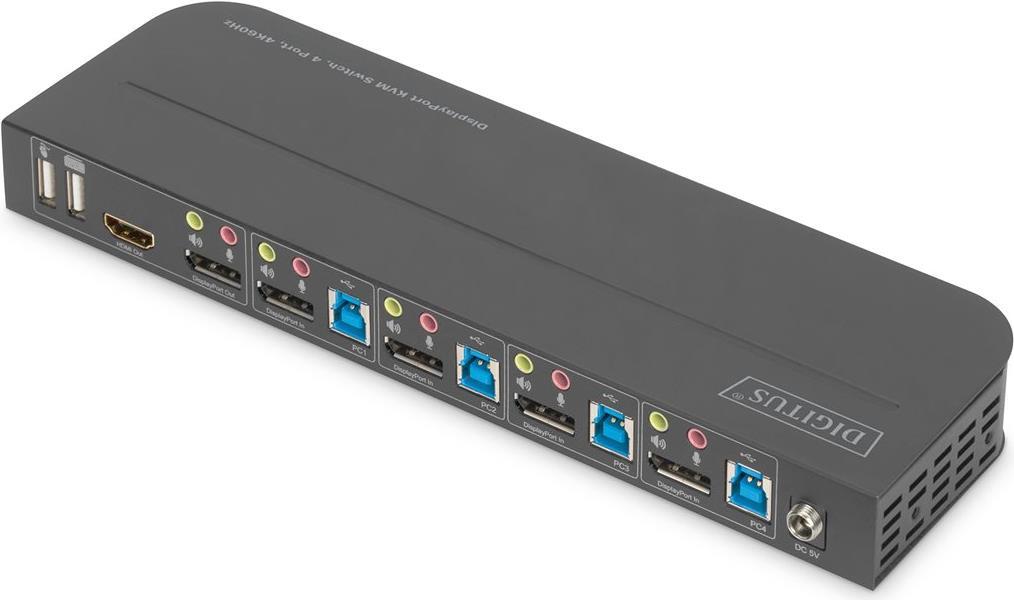 KVM Switch, 4-Port, 4K60Hz, 4 x DP in, 1 x DP/HDMI out