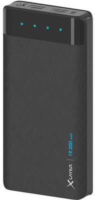 XLayer 214876. Produktfarbe: Schwarz, Aufladekompatibilität: Universal. Batterietechnologie: Lithium-Ion (Li-Ion), Batteriekapazität: 19200 mAh, Aufladequelle: USB. Breite: 160 mm, Tiefe: 81,5 mm, Höhe: 22 mm (214876)