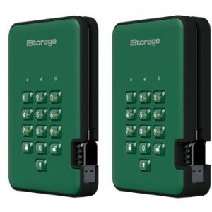iStorage diskAshur 2 - Festplatte - verschlüsselt - 3 TB - extern (tragbar) - USB 3.1 - 5400 U/min - Puffer: 8 MB - FIPS 197, 256-bit AES-XTS - Racing Green