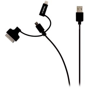 Nedis Valueline - Lade-/Datenkabel - Lightning / USB - USB (M) bis Apple Dock, Micro-USB Typ B, Lightning (M) - 1,0m - Schwarz (VLMP39410B1.00)