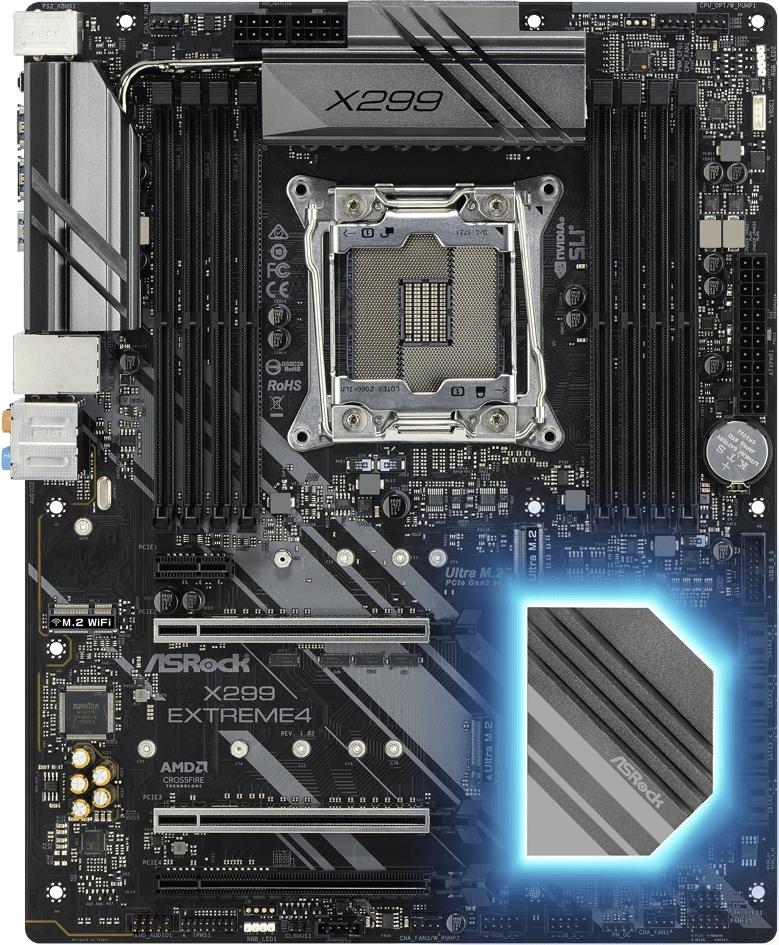 ASRock X299 Extreme4 - Motherboard - ATX - LGA2066 Socket - X299 - USB 3.1 Gen 1, USB-C Gen2, USB 3.1 Gen 2 - Gigabit LAN - HD Audio (8-Kanal) ASRock X299 Extreme4 - Motherboard - ATX - LGA2066 Socket - X299 - USB 3.1 Gen 1, USB-C Gen2, USB 3.1 Gen 2 - Gigabit LAN - HD Audio (8-Kanal)