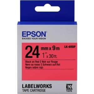 Epson LabelWorks LK-6RBP - Etikettenband - schwarz auf rot - Rolle (2,4 cm x 9 m) 1 Rolle(n) - für LabelWorks LW-1000P, LW-600P, LW-700, LW-900P (C53S656004)