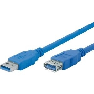 USB 3.0 Verlängerungskabel, USB 3.0 St. A / USB 3.0 Bu. A, blau, 1,8 m Unterstützt Transferraten bis USB Superspeed (5 Gigabit/s) (39903202)