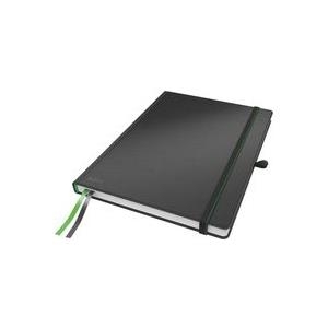 LEITZ Notizbuch Complete, DIN A4, kariert, schwarz 80 Blatt, 96 g/qm, elfenbein Papier, Lederoptik, Touch-and- (4471-00-95)