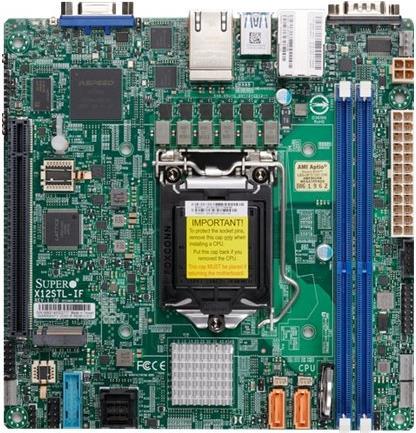 Super Micro SUPERMICRO X12STL-IF - Motherboard - Mini-ITX - LGA1200-Sockel - C252 Chipsatz - USB 3,2 Gen 1 - 2 x Gigabit LAN - Onboard-Grafik (MBD-X12STL-IF-O)