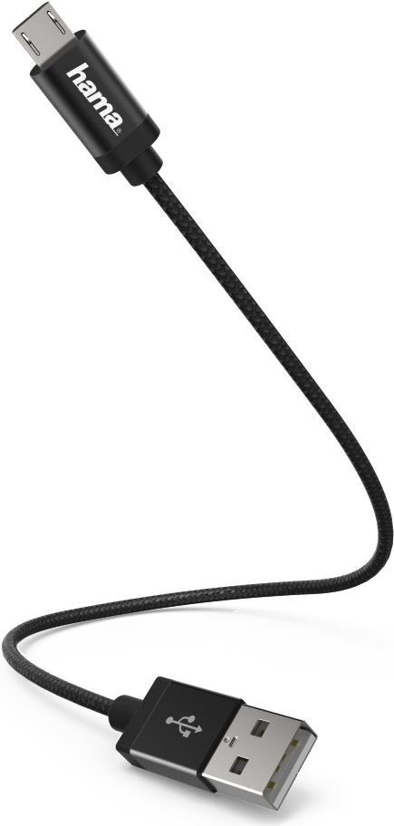 Hama Essential Line Charging/Data - USB-Kabel - Micro-USB Type B (M) bis USB (M) - 20cm - geformt - Schwarz (00178279)