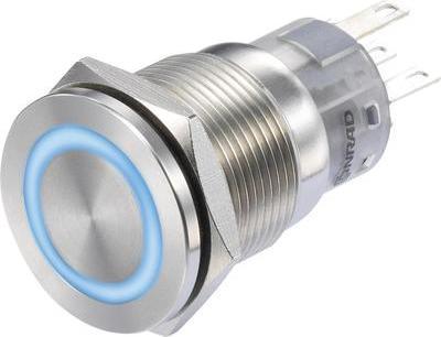 Conrad Drucktaster 250 V/AC 3 A 1 x Aus/(Ein) LAS1-AGQS-11E/B/12V IP65 tastend 1 St. (LAS1-AGQS-11E/B/12V)