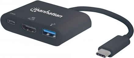 Manhattan 152037 replicatore di porte e docking station per laptop Nero (USB-C DOCK/HUB 3-PORT- - HDMI/USB-A/USB-C USB 3.0 WITH