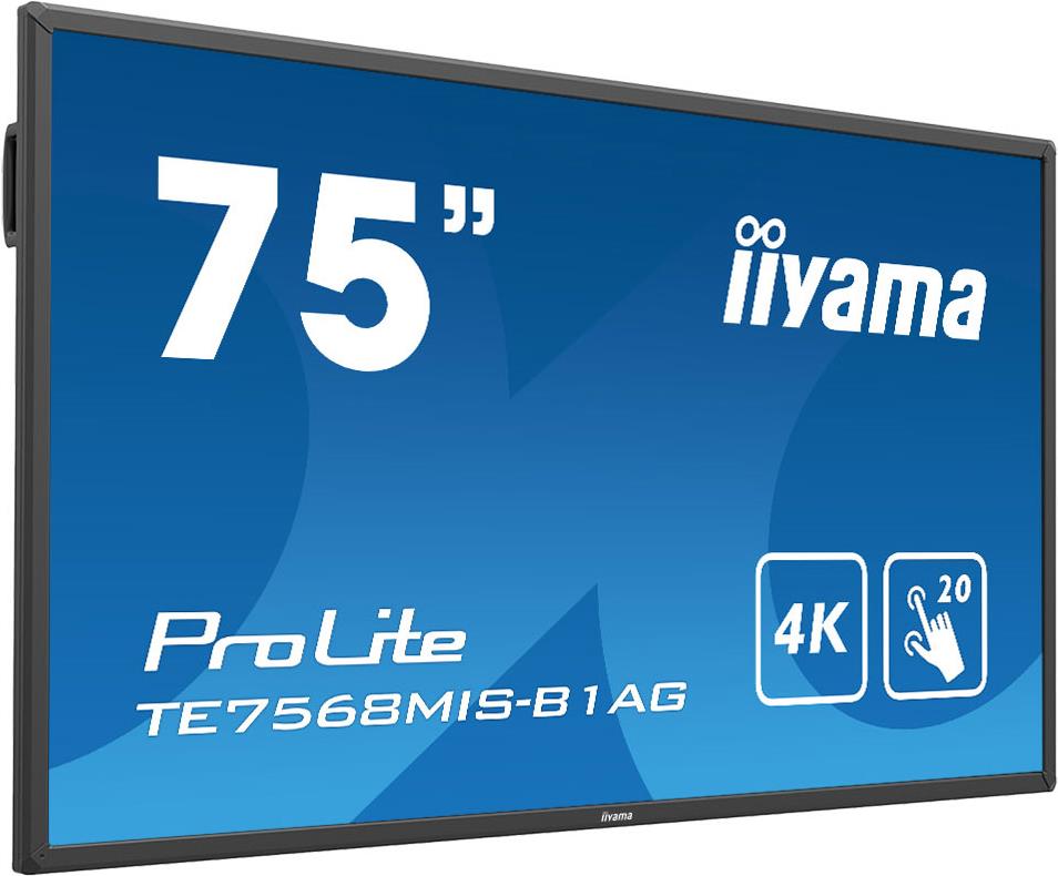 Iiyama ProLite TE7568MIS-B1AG - 190.5 cm (75) Klasse (189.2 cm (74.5) sichtbar) LED-Display - interaktive Kommunikation - mit Touchscreen - 4K UHD (2160p) 3840 x 2160 - direkt beleuchtete LED - Schwarz