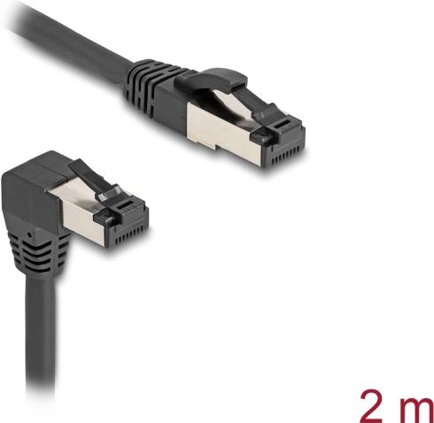 Delock Cavo di rete RJ45 Cat.8.1 S/FTP angolato a 90Ã‚Â° verso il basso / dritto 2 m nero