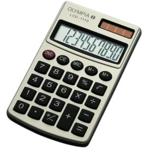 OLYMPIA LCD-1110 Taschenrechner silber 1zeilig 10Stellen-Display Wurzel Prozent GT Speicherfunktion Batterie-Solar-Betrieb (941901000)