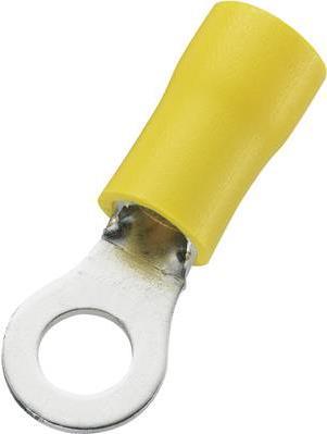 TRU COMPONENTS Ringkabelschuh Querschnitt (max.)=6 mm² Loch-Ø=5.3 mm Teilisoliert Gelb 746621 50 St. (746621)
