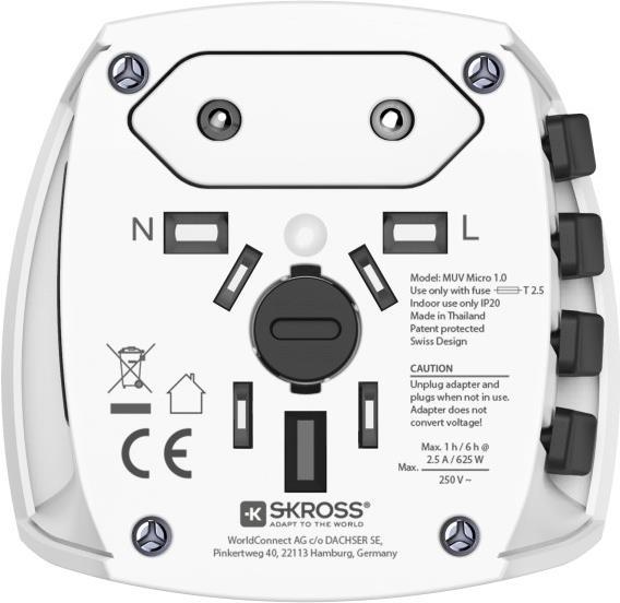 Hama MUV Micro adattatore per presa di corrente Universale Bianco (HAMA World Travel Adapter Micro 2-pin)