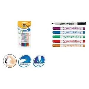 BIC KIDS Whiteboard-Marker Velleda Mini, 6er Blister Mini-Whiteboard-Marker, Rundspitze, breiter, kurzer Schaft, - 1 Stück (8413871)