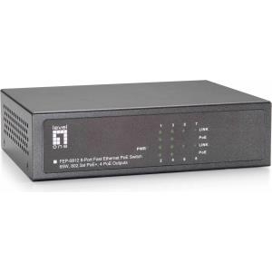 LevelOne FEP-0812W120 - Switch - 4 x 10/100 (PoE+) + 4 x 10/100 (Uplink) - Desktop - PoE+ (115 W) (FEP-0812W120)