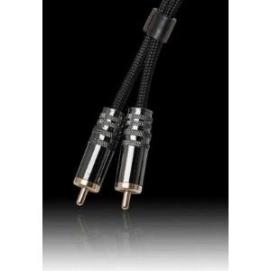 Anschlusskabel Audio, 2x Metallcinchstecker beidseitig, mit Verriegelung, vergoldete Kontakte, im Nylonmantel, schwarz, 5m, shiverpeaks® PREMIUM-Line (40105-5.0-SBN)