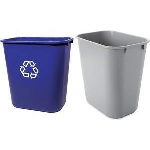 Rubbermaid Papierkorb, 12,9 Liter, rechteckig, PE, grau Maße: (B)289 x (T)210 x (H)308 mm - 12 Stück (FG295500GRAY)