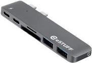 eSTUFF ES84122-GREY hub di interfaccia USB 3.2 Gen 1 [3.1 Gen 1] Type-C 5000 Mbit/s Grigio (USB-C Slot-in Hub Pro Grey - Allure