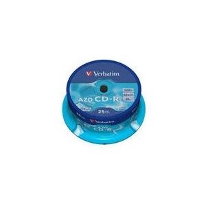 Verbatim CD-R AZO Crystal - 52x Speed - 700MB - CD-Rohlinge - 25er Spindel (43352)