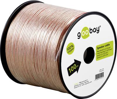 Wentronic Goobay Lautsprecherkabel transparent CU, 50 m - 50 m Rolle, Querschnitt 2 x 0,75 mm² (15124)