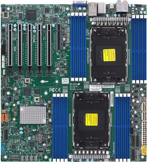 SUPERMICRO X13DAI-T - Motherboard - E-ATX - LGA4677 Socket-E - 2 Unterstützte CPUs - Intel C741 Chipsatz - USB 3.2 Gen 1, USB 3.2 Gen 2 - 2 x 10 Gigabit LAN - Onboard-Grafik - HD Audio (8-Kanal)