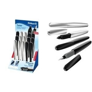 Pelikan Trend-Schreibgeräte Twist Black/Silver, im Display ergonomische Form, für Rechts- und Linkshänder geeignet, - 1 Stück (674135)