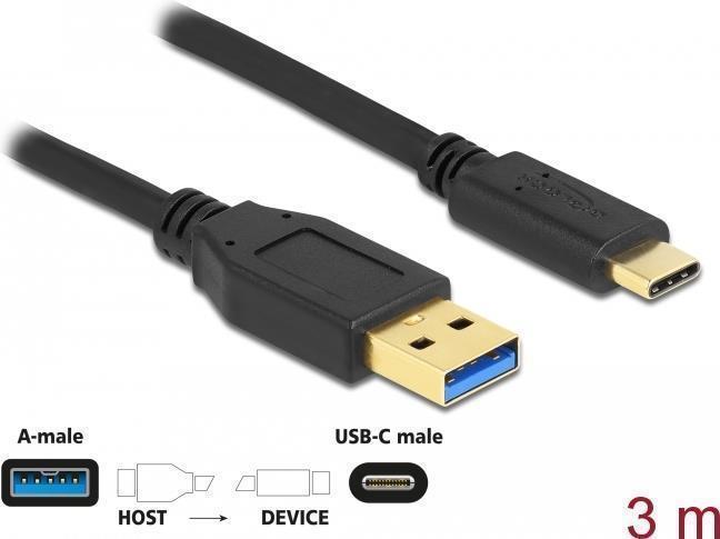 DeLOCK Cavo SuperSpeed USB USB 3.2 Gen 2 di Tipo-A per USB Type-C da 3 m (Delock - USB Type-C kabel - USB-C til)