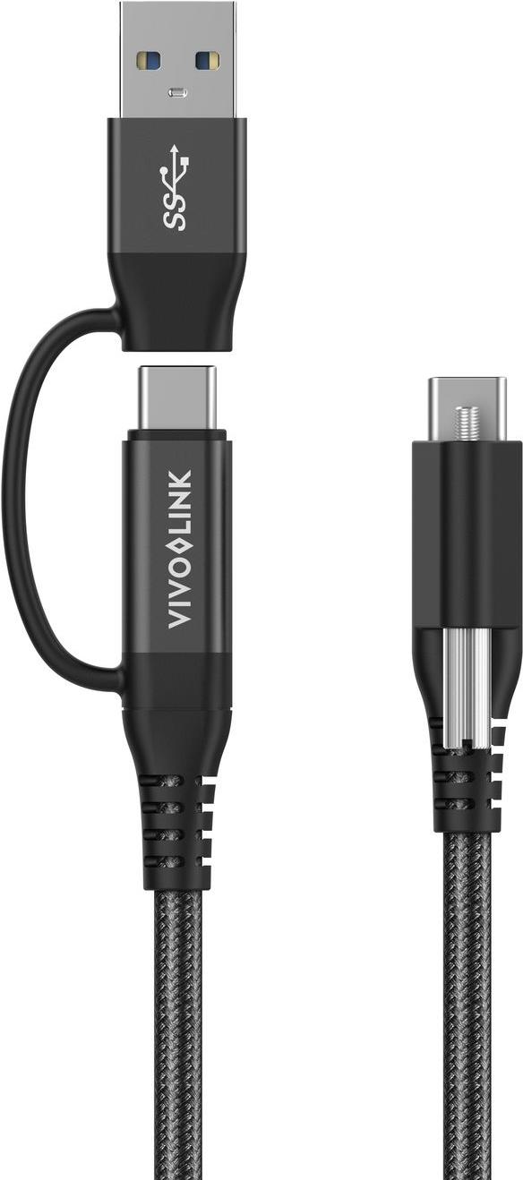 Vivolink PROUSBCMM1.5ADP cavo USB USB 3.2 Gen 2 [3.1 Gen 2] 1,5 m USB C Nero (USB-C Cable two in one 1,5m - Black - Warranty: 2