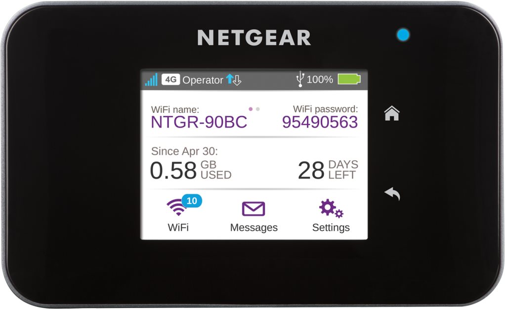 NETGEAR AirCard 810S - Mobiler Hotspot - HSPA, HSPA+, LTE, DC-HSPA+ - 600 Mbps - 802,11b, 802,11g, 802,11n, 802,11ac (AC810-100EUS)
