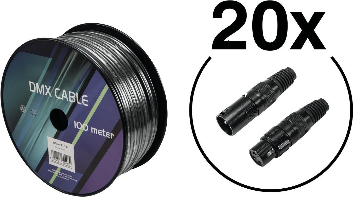 EUROLITE Set DMX Kabel 2x0,22 100m sw + 40 Verbinder (20000431)