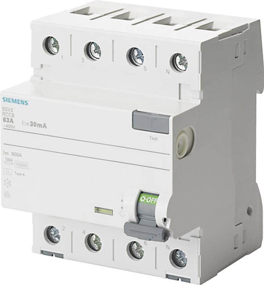 Interruttore automatico Siemens FI 4 poli 63 A 400 V 5SV3746-6 (5SV3746-6)