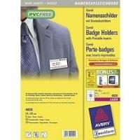 AVERY Zweckform Namensschild mit Kombiklemme, 90 x 54 mm transparent, aus PVC-freiem Material, Befestigung mit Nadel (4820)