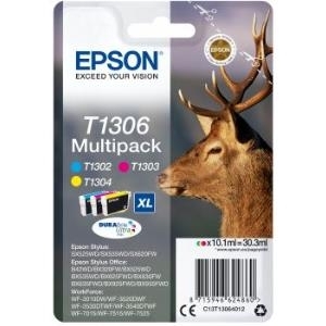Epson T1306 Multipack - 3er-Pack - 30,3 ml - XL - Gelb, Cyan, Magenta - Original - Tintenpatrone - für Stylus Office BX630, BX635, BX935, WorkForce WF-3010, 3520, 3530, 3540, 7015, 7515, 7525 (C13T13064012)