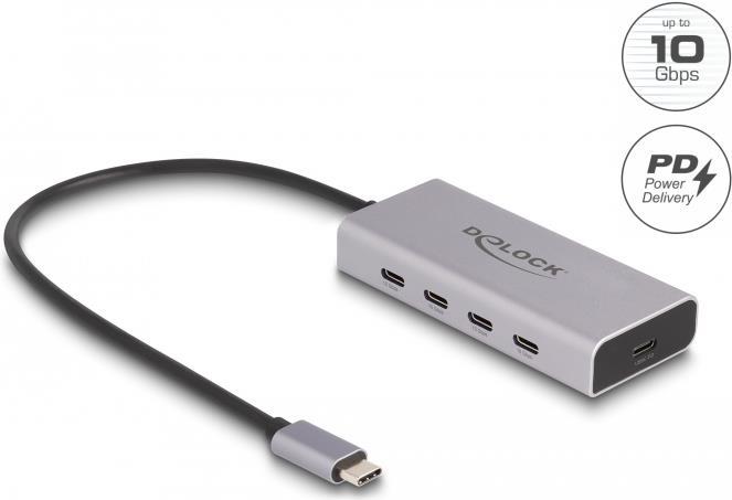 Delock Hub USB USB Type-C da 10 Gbps con 4 prese USB Type-C + 1 x USB Type-C