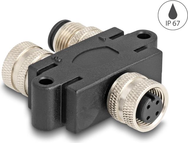 Delock Ripartitore a Y M12 con codifica A a 4 pin, 1 presa su 1 spina