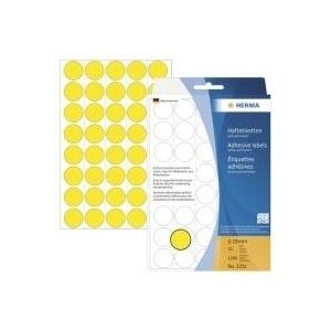 HERMA - Matte, permanente selbstklebende Papieretiketten - Gelb - 19 mm rund 1280 Etikett(en) (32 Bogen x 40) (2251)