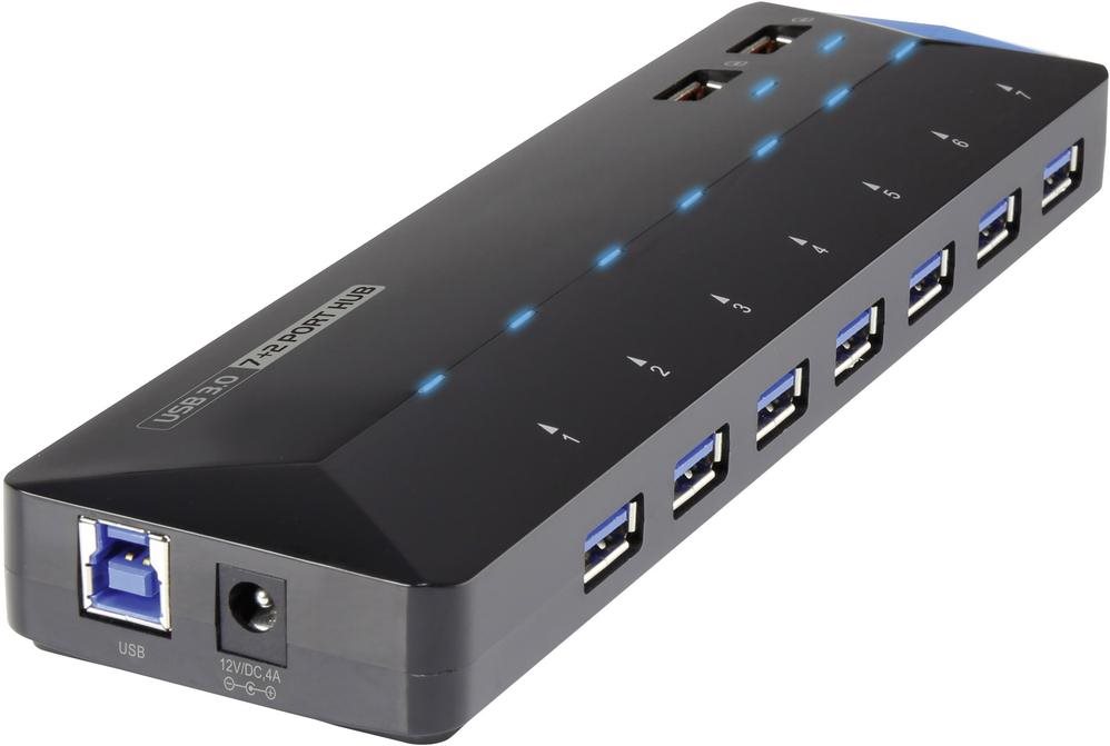 Renkforce Conrad Electronic - Hub - 7 x SuperSpeed USB 3.0 2 x SuperSpeed USB 3.0 (ricarica) - Desktop (1268678)