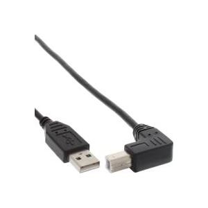 InLine - USB-Kabel - USB Typ A, 4-polig (M) - USB Typ B, 4-polig (M) - 3,0m - 90-Grad-Anschluss - Schwarz (34535U)