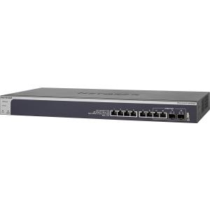 NETGEAR ProSAFE XS708T - Switch - L3 Lite - Smart - 8 x 10GBase-T + 2 x 10 Gigabit SFP+, gemeinsam genutzt - Desktop, an Rack montierbar (XS708T-100NES)