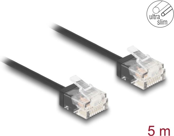 Delock Cavo di rete RJ45 Cat.6 UTP Ultra Slim da 5 m nero con connettori corti